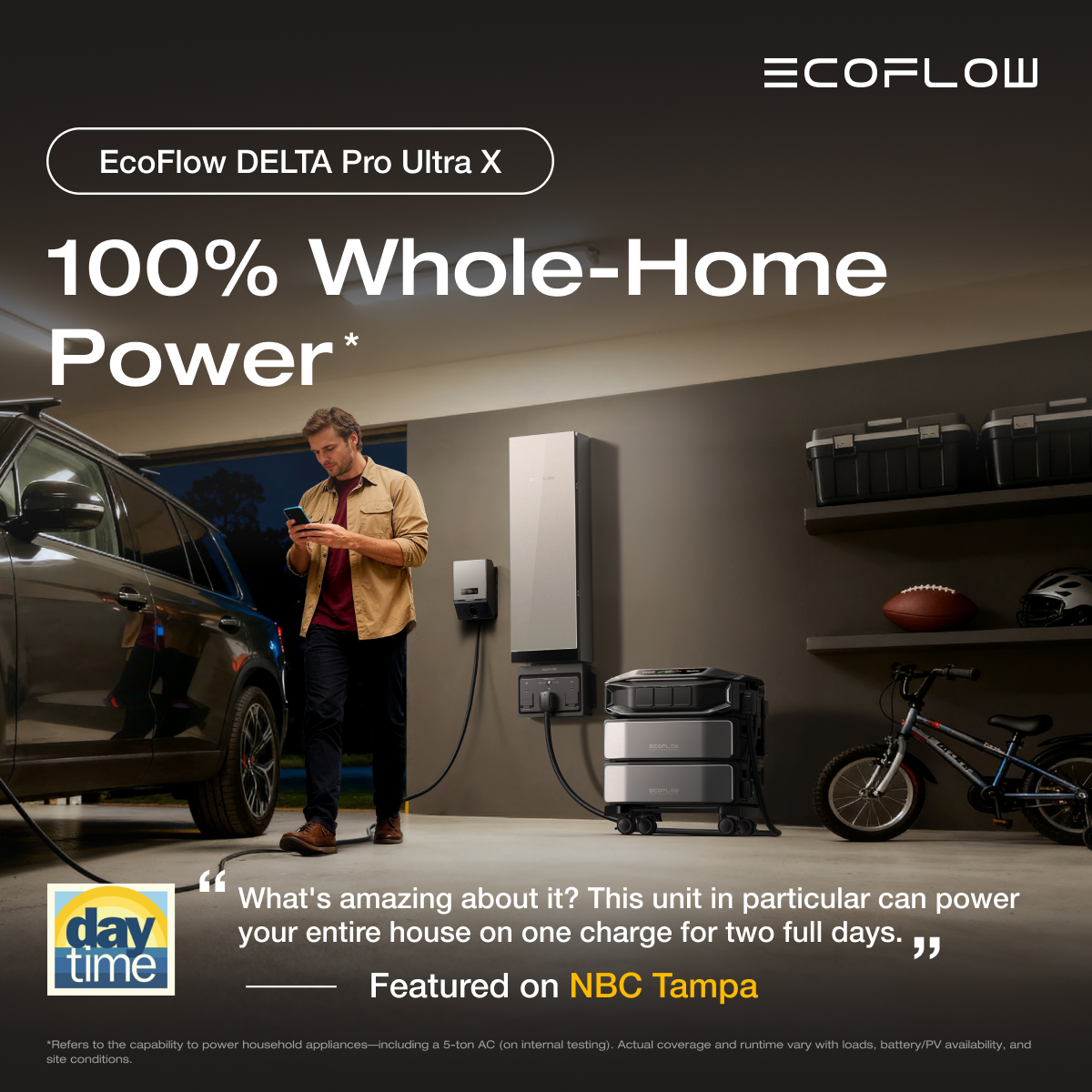 EcoFlowTech's tweet image. 1 unit, 12kW output, 100% home power — all powered by #EcoFlowDELTAProUltraX. 🔋
Which is not in the pic? 🧐
DELTA Pro Ultra X
Smart Gateway
PowerPluse EV Charger
👉Pre-order #HomePowerUnbound: $500 deposit for $1,000 off (by Nov 2); up to $1k installation subsidy (Nov 3-30…