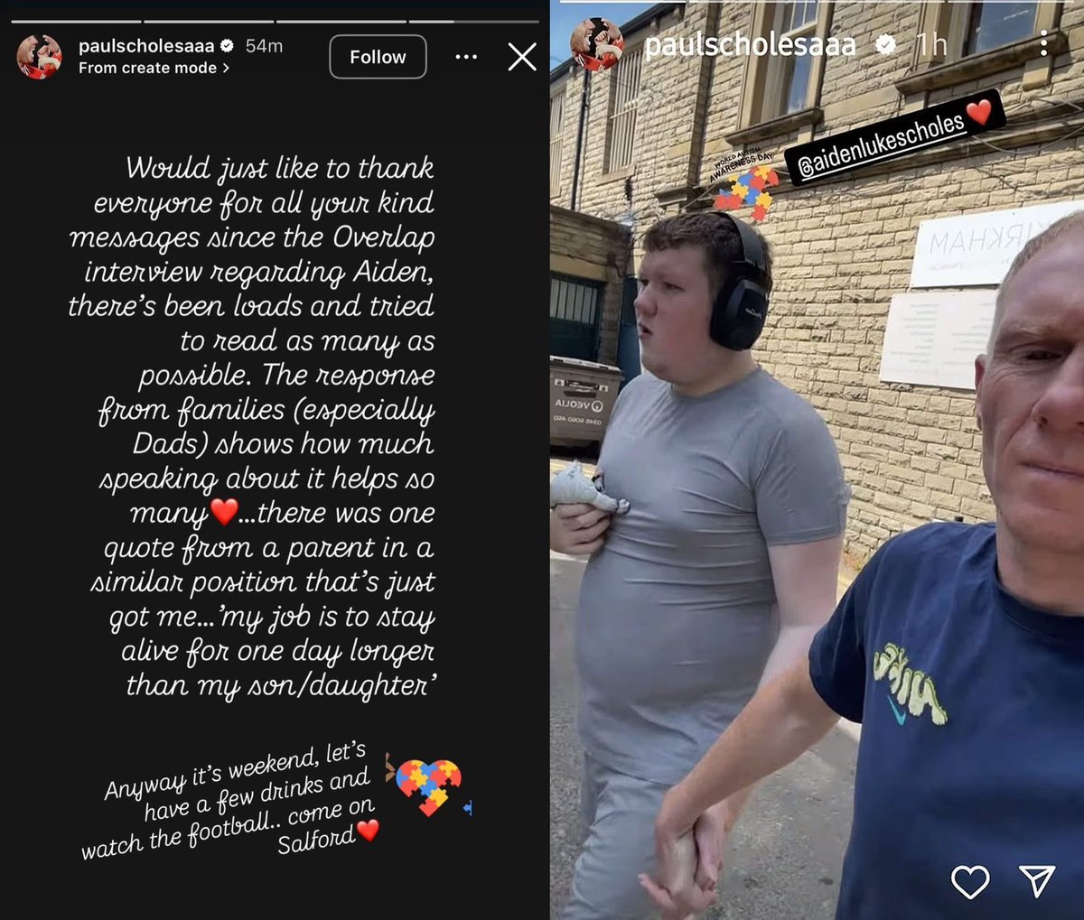 Paul Scholes has put out a message thanking everyone for their support following the most recent episode of the Overlap, where he explained he has stepped back from football punditry to focus and spend more time with his 21 year old non verbal son.

Fair play Paul, class act ❤️