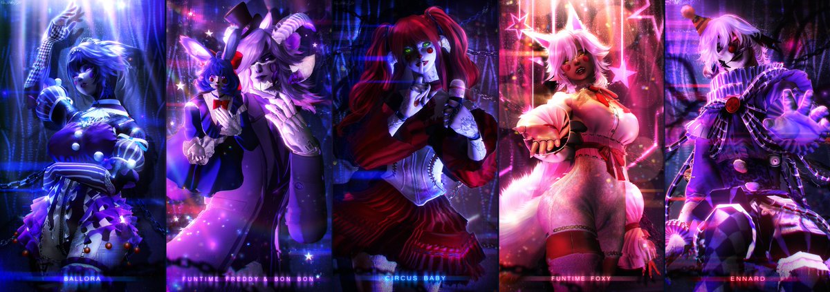 ✦ FNAF - Sister Location ✦

A passion project that came to life thanks to 4 friends, from left to right: <a href="/UmbyFonx/">Umbra</a> / <a href="/luminaGposes/">Lumina 🌻</a> / <a href="/Puhska_Bun/">Puhska 🐰 (On Break)</a> / <a href="/AsmoLizzer/">Asmodeus</a> and I cosplayed Freddy &amp; Bon Bon 💙 Thank you so much for the opportunity!

Happy Halloween! 🎃

Process in replies ~