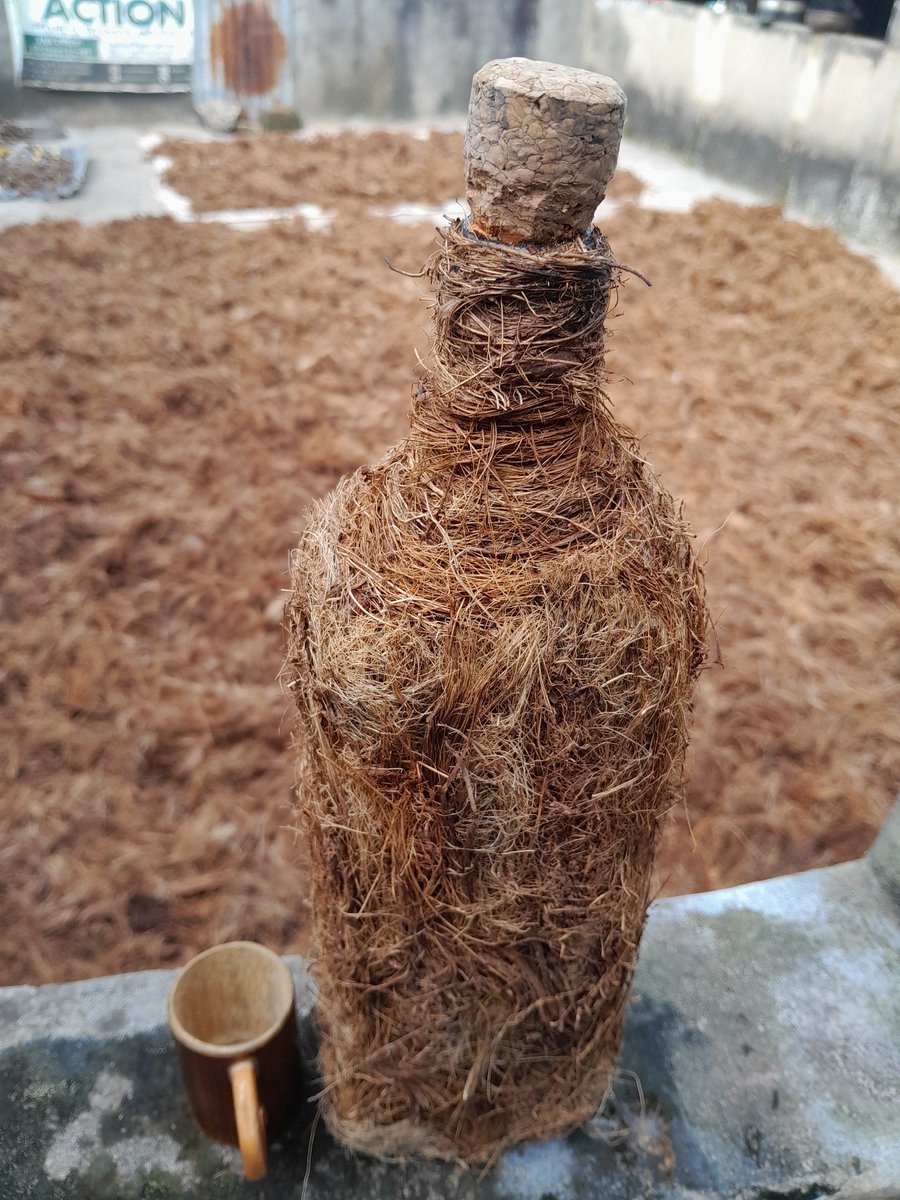PIBGlobal1's tweet photo. Our latest craft from waste wine bottles and coconut husk.  N5000 and the bottle is yours. Nationwide delivery. Export available. https://t.co/iPGwWbRiOq