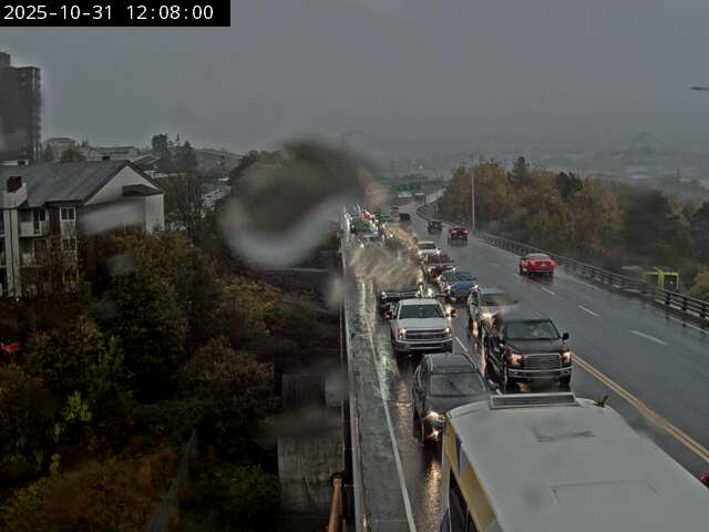 Q104 TRAFFIC: Dartmouth bound on MacKay Bridge is backed up past the Windsor St. Exchange.