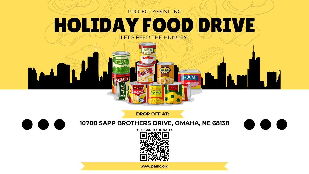 ProjAssistInc's tweet image. Our Project Assist Holiday Food Drive is officially underway!

We’re accepting donations at @gvbacademy now through December 19th — helping provide Thanksgiving &amp;amp; Christmas meals for families across Omaha. Want to donate $$$? Scan the QR code! Every bit helps. 🙌
#GiveBack
