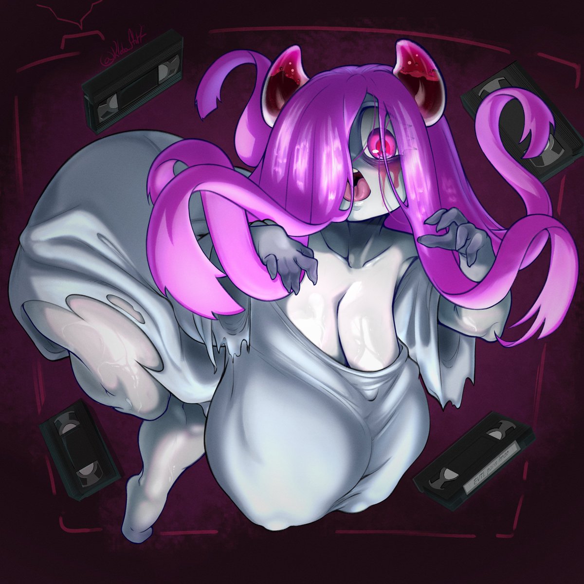 Happy Spooky Birthday Stinky! <a href="/chocovania/">𖤐chocoVania𖤐</a> + evil alt if the ghost ate*