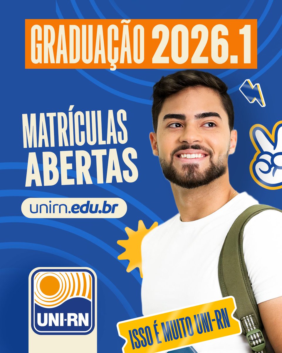 unirn's tweet photo. Matrículas abertas para o semestre letivo 2026.1 do UNI-RN! 📚

📆 Quem se matricular ainda em Outubro garante bolsas de estudo exclusivas, com matrícula a partir de R$ 149 e mensalidades a partir de R$ 359. https://t.co/BWdS21RtIx