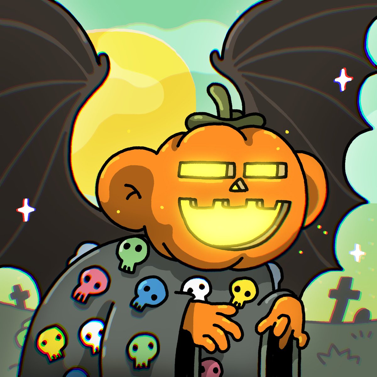 ilyakazakov's tweet image. Halloween PFPs Season 2025 — Set XV 🎃

🦇 Batimon for @reibacf 
💀 Fester for @ewoc_hodls 
🎃 !PUMPK for @DrWAGMI 
🤡 Clown for @sunnydayzsoon