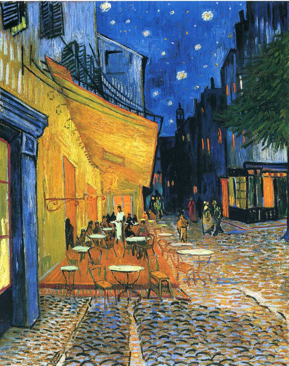 Café Terrace at Night (Place du Forum, Arles) - 1888 #artbots #vangogh