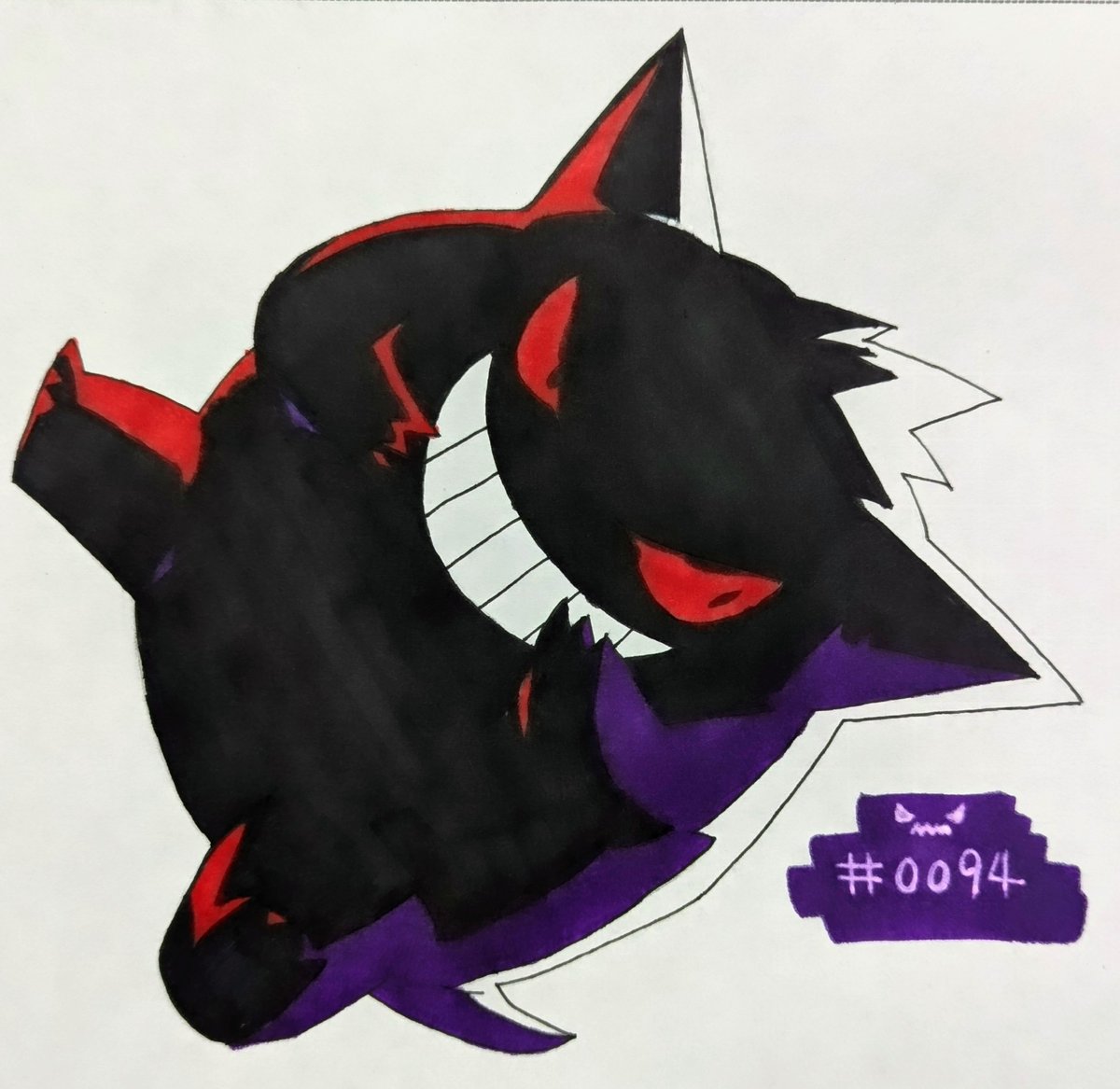 Suki_Spheal's tweet photo. 【Pokemon挑戰】Day36 

Pokemon#0094 耿鬼 
滴答-滴答- 是誰在黑暗中微笑呢？

圖片參考：NC Empire繪製的PTCG卡牌
#Pokemon #Pokemonart #Gengar #耿鬼 https://t.co/0bZASvMqd4