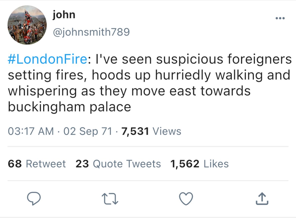 CovFeedCU's tweet image. #LondonFire: order has broken out surrounding #StPaulsCathedral as groups have started posting on social media about rumours of “suspicious foreigners setting fires” #359YearsAgo