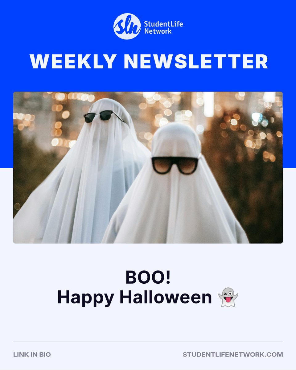 StudentLifeNet's tweet image. Hey boo! Happy Halloween! Whether you’re bingeing spoopy movies or dressing up to go out with your besties, remember that hydration is your best friend. Water! Not just the cauldron punch.
🔗mailchi.mp/studentlifenet…