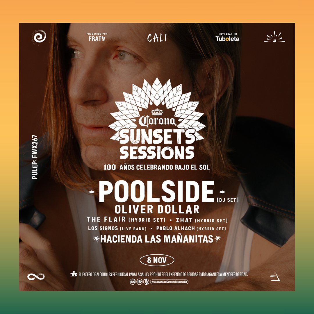 Tuboletaoficial's tweet photo. Cali se prepara para el siguiente #SunsetsSessions 🙌🏼.
Nos vemos el 8 de noviembre en📍HACIENDA MAÑANITAS: Calle 10 #27-320 Arroyo Hondo, Yumbo para seguir celebrando 100 años bajo el sol🌞
📅 Fecha: 8 de Noviembre
📍 Lugar: Hacienda las Mañanitas
⭐️Promotor: Grupo Ppag S.A.S
⚫️Código pulep: ZTK669