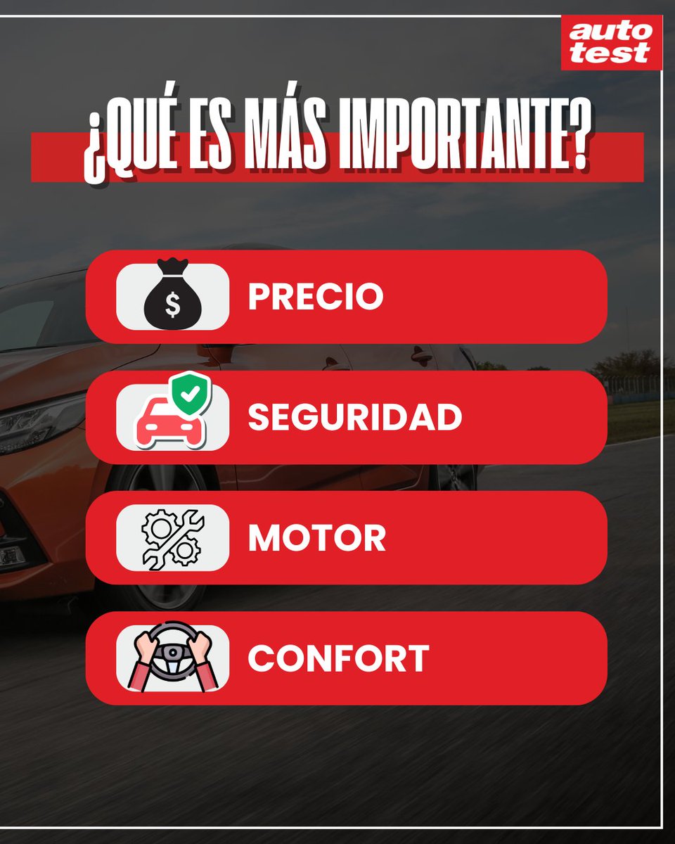 Ordená estos aspectos: ¿Qué es más importante a la hora de comprar un auto? 👀🚘