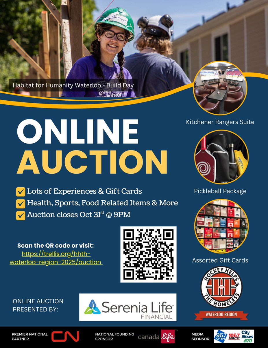 Last day for our Online Auction presented by Serenia Life Financial. Make some bids on the 100 items available: trellis.org/hhth-waterloo-…
