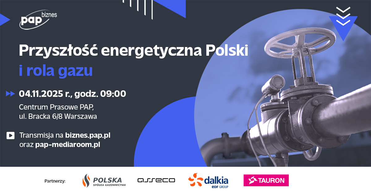 Już 4 listopada o 9:00 debata PAP Biznes „Przyszłość energetyczna Polski i rola gazu”.
📍Bracka 6/8 |  Transmisja: PAP Biznes &amp; MediaRoom
💬Eksperci z <a href="/GrupaORLEN/">ORLEN</a>, <a href="/GAZ_SYSTEM/">GAZ-SYSTEM</a>, <a href="/TauronPE/">TAURON</a>, <a href="/asseco_pl/">Asseco Poland</a>, PSGaz, <a href="/dalkiaenergy/">Dalkia Energy Solutions</a>, <a href="/ME_GOV_PL/">Ministerstwo Energii</a>
 🤝Partnerzy: Asseco, Dalkia, PSG, Tauron