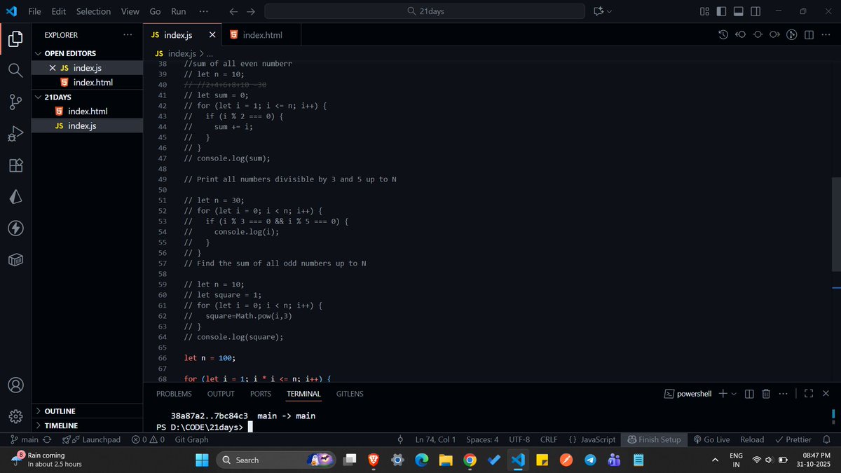 rishabhdubey006's tweet image. day 37 #100DaysofCode
practice on number problem to build logic more in depth