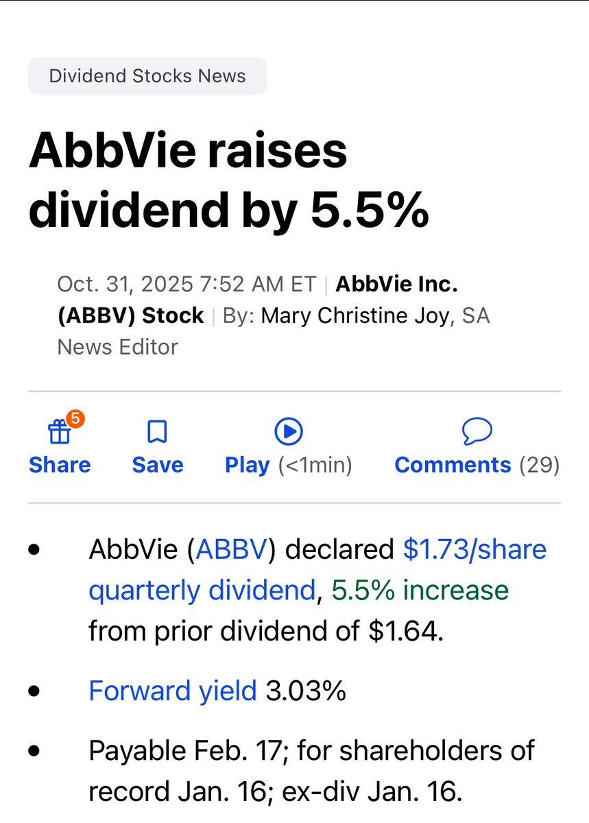 ComunInversion's tweet image. Subida de dividendo en Abbvie: +5,5%

$ABBV