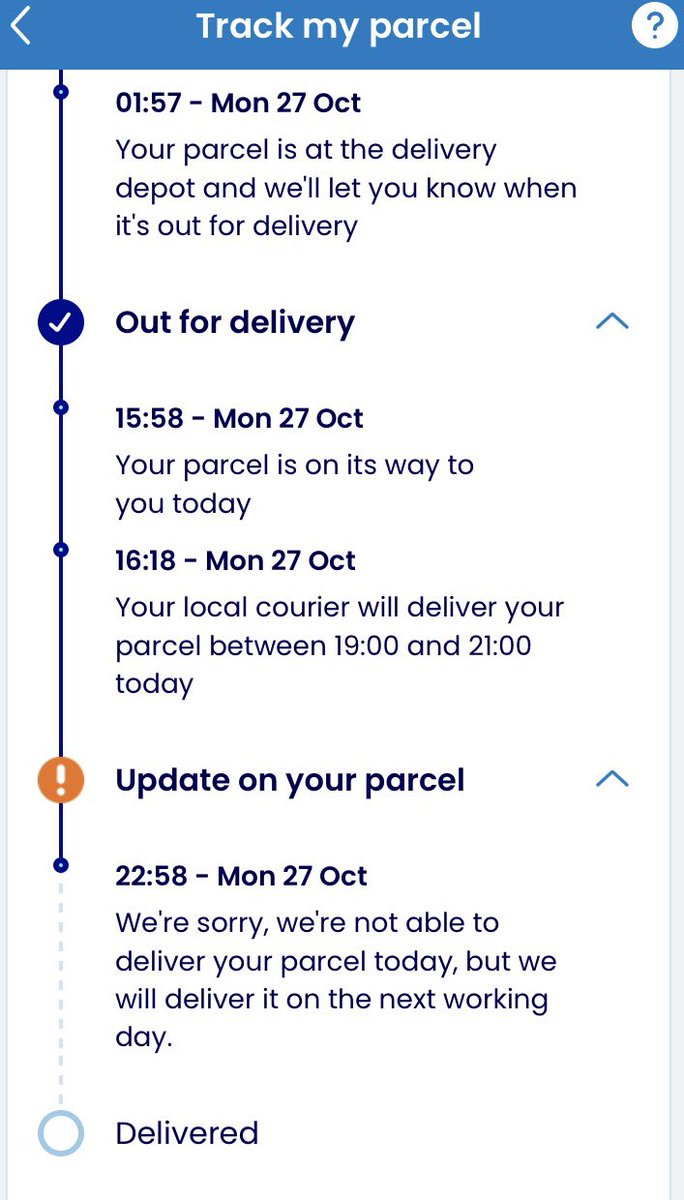 aDaveWilliams's tweet photo. Evri manage to mess up another delivery. 

Five days of waiting for delivery, they haven’t even made one attempt yet.

#evri https://t.co/JH1AtyHeGR