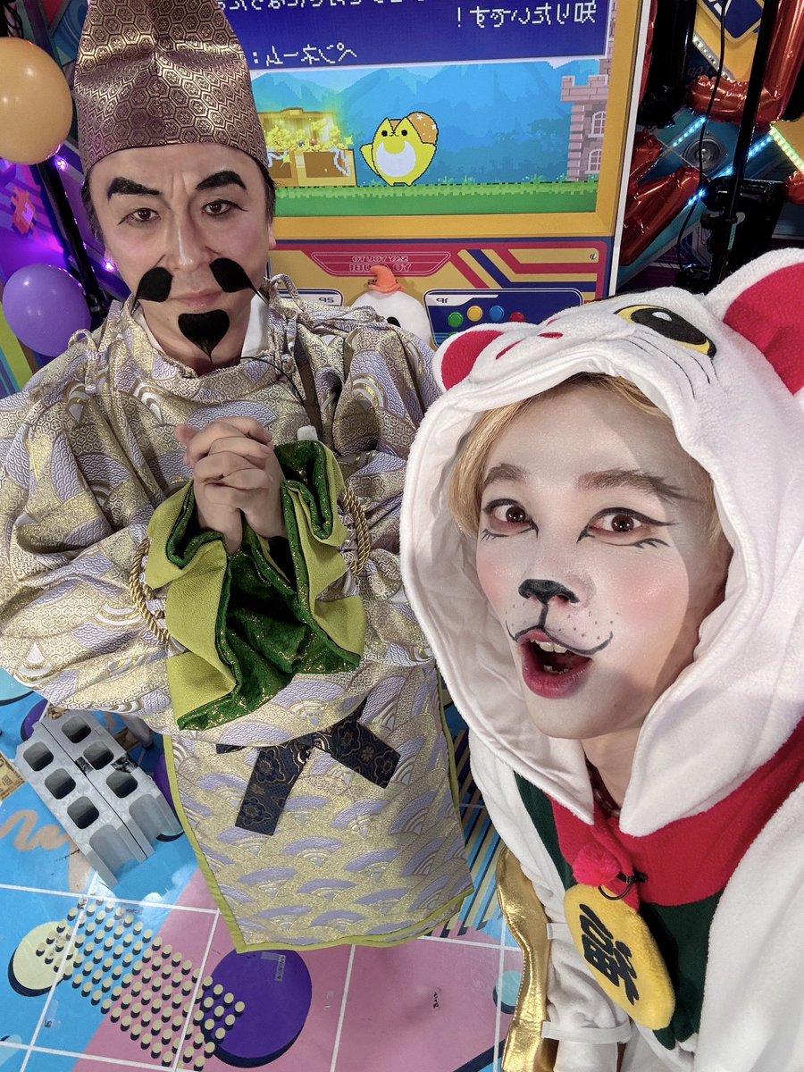 関川島と夜あそび ハロウィン回でした！！🎃 恵比寿様と招き猫です😂笑