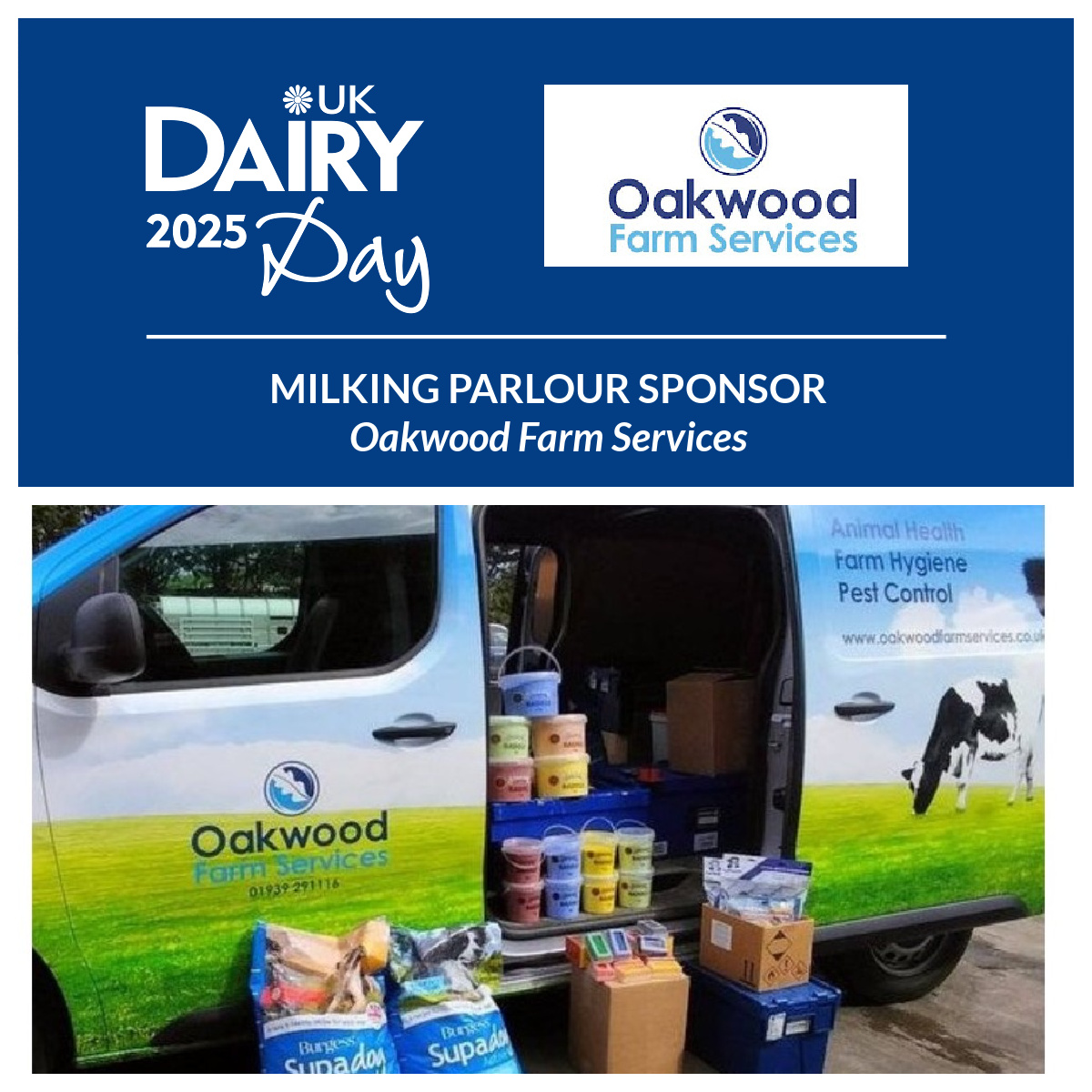 A huge thank you to Oakwood, our Parlour sponsor at UK Dairy Day! 

For all your farm hygiene, animal health and pest control needs, Oakwood Farm Services Ltd support farmers across the UK. 

🌐 oakwoodfarmservices.org
 
#UKDairyDay #DairyParlour #DairyFarming
