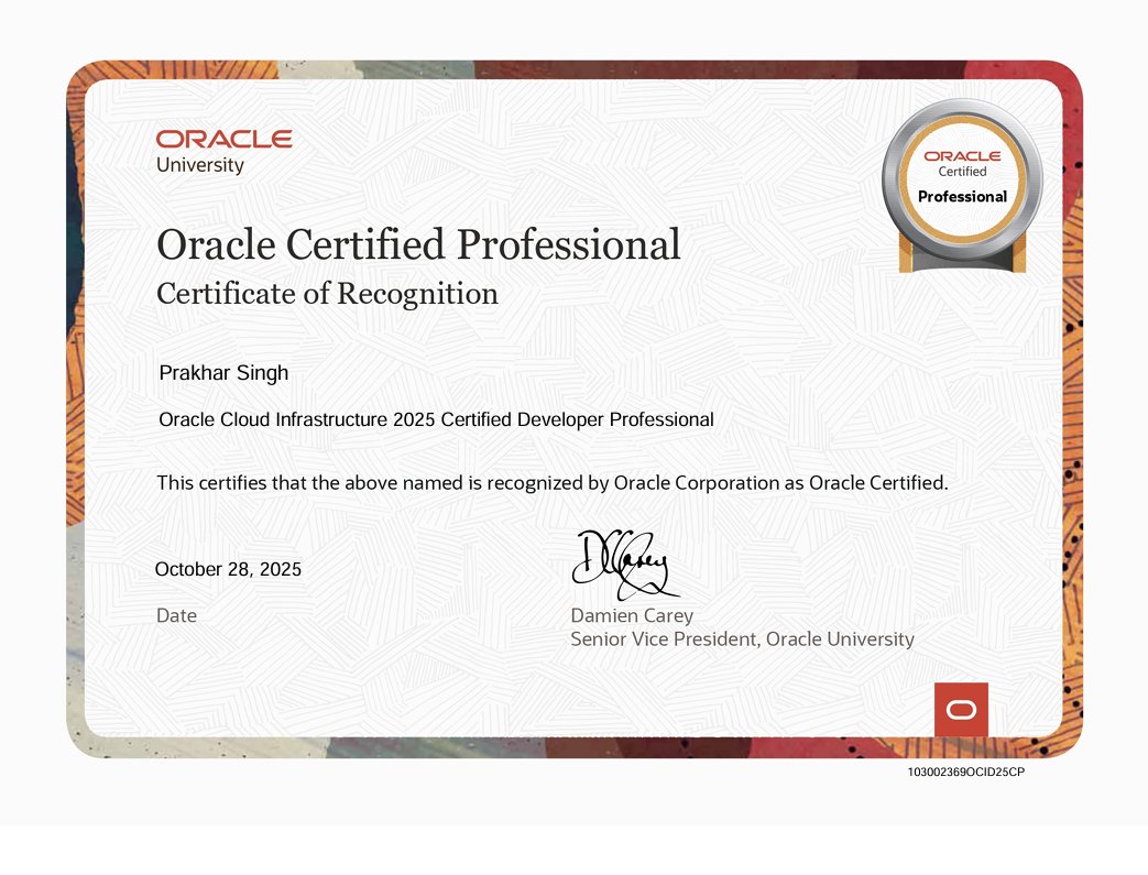 PrakharSinghDev's tweet image. Happy to be officially Oracle Cloud Infrastructure Certified!
#OCI #Oracle #OracleCloud