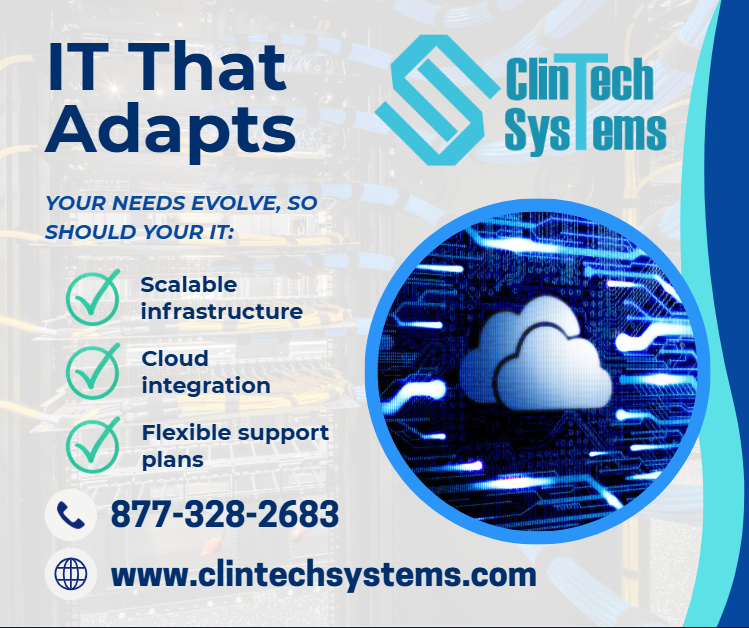 ClintechSystems's tweet image. IT That Adapts

Your needs evolve — so should your IT.

✔ Scalable infrastructure
✔ Cloud integration
✔ Flexible support plans

ClinTech grows with you.

📞 877-328-2683
✉ info@clintechsystems.com
🌐 clintechsystems.com

#ScalableIT #HealthcareTechnology #ClinTechSystems