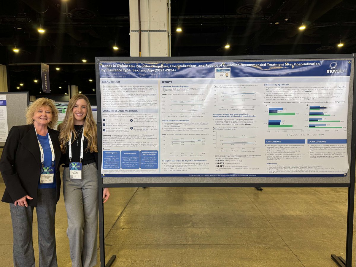 InovalonInc's tweet image. Congrats to our Insights team! At #AMCPNexus, they earned Gold in the 
#RealWorldEvidence category for their study: “Trends in Opioid Use Disorder Diagnoses, Hospitalizations &amp;amp; Receipt of Treatment in the U.S., 2021–2024.” inovalon.com/resource/trend…