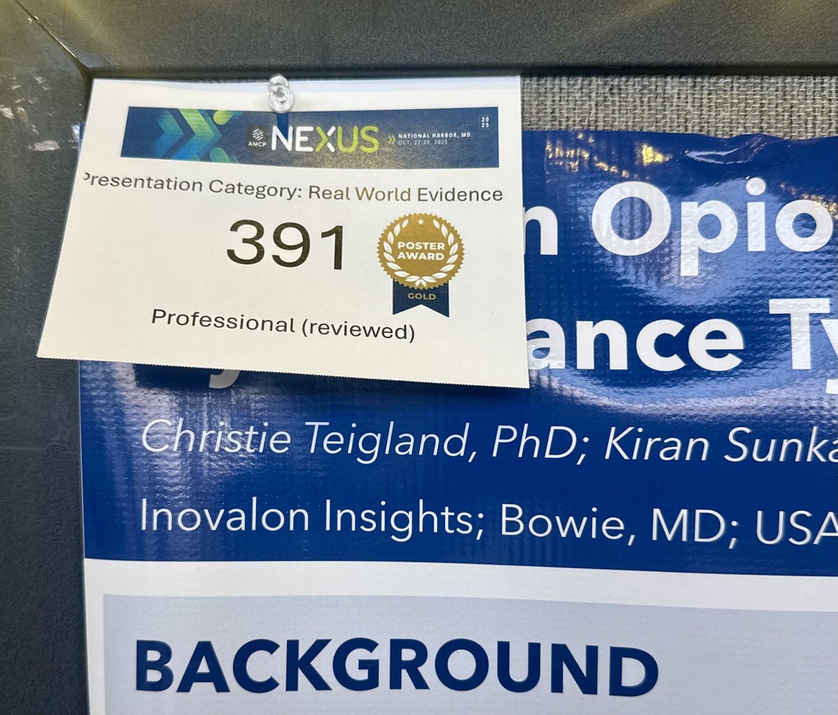 InovalonInc's tweet image. Congrats to our Insights team! At #AMCPNexus, they earned Gold in the 
#RealWorldEvidence category for their study: “Trends in Opioid Use Disorder Diagnoses, Hospitalizations &amp;amp; Receipt of Treatment in the U.S., 2021–2024.” inovalon.com/resource/trend…