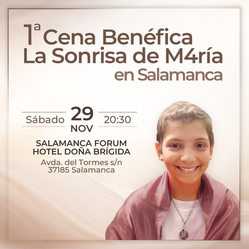 mariacmpfg's tweet image. 💙1ª Cena Benéfica “La Sonrisa de M4RÍA”💙

Celebramos en Salamanca un año lleno de solidaridad y agradecimiento a todos los que nos habéis apoyado desde el principio.🫂

‼️Inscripciones disponibles desde el siguiente enlace: lasonrisademariaoficial.es/producto/cena-…

@mariacmfutbolera