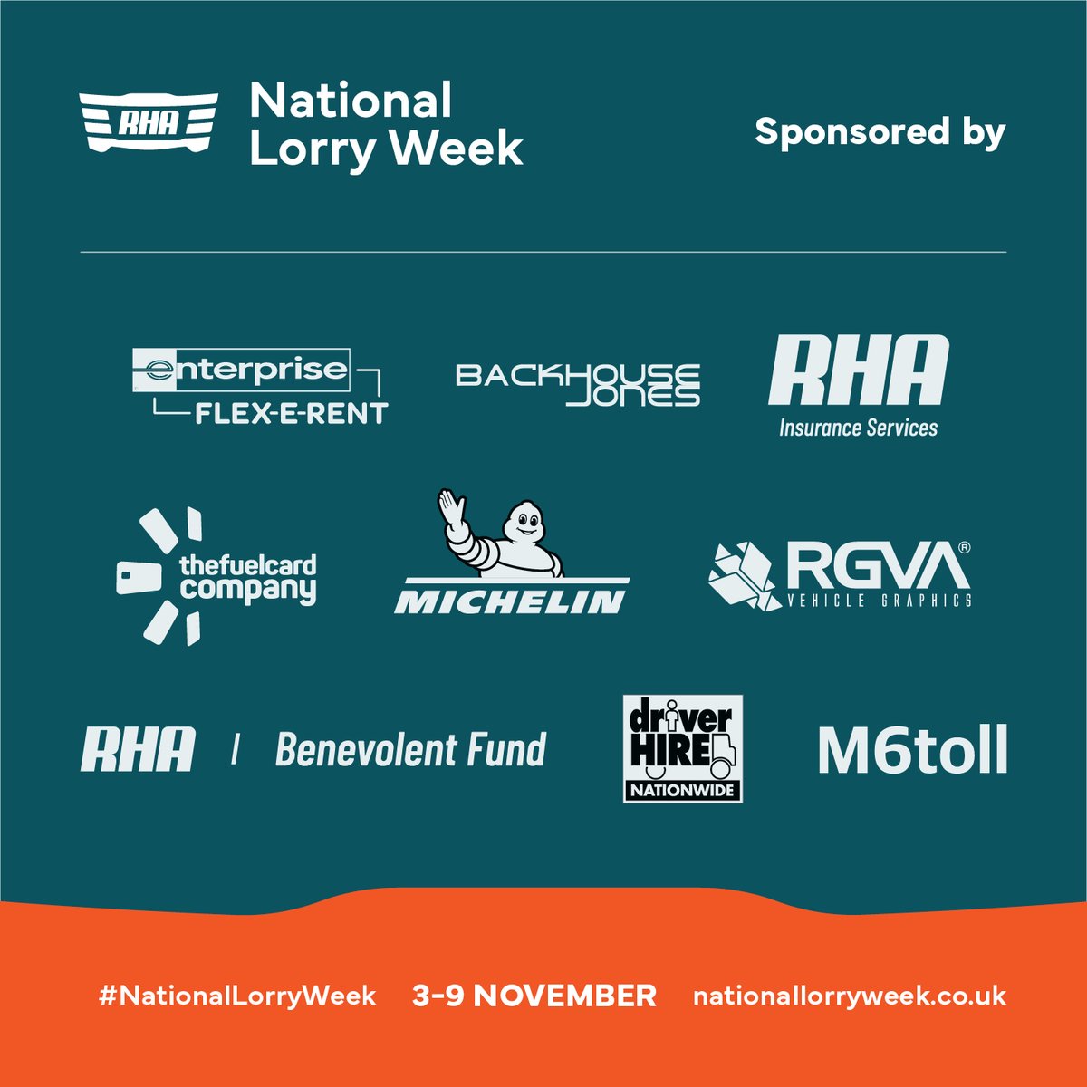 Meet our National Lorry Week 2025 sponsors

Behind every successful campaign is a group of people and organisations who make it possible. This National Lorry Week, we’re proud to be supported by sponsors who share our values and our commitment to the road freight industry.

Their