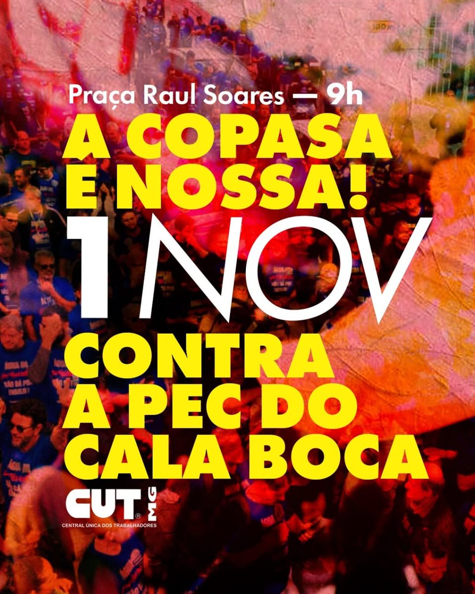oleopardobh's tweet image. CONVOCATÓRIA GERAL, #BH AMANHÃ 9H
Zema e os deputados da direita de Minas vão fazer o povo trabalhador beber água de esgoto em breve se a COPASA for privatizada, ainda há tempo de reverter. COMPAREÇA! E diga NÃO a privatização da Copasa! #PecdoCalaBocaNão #CopasaédoPovo