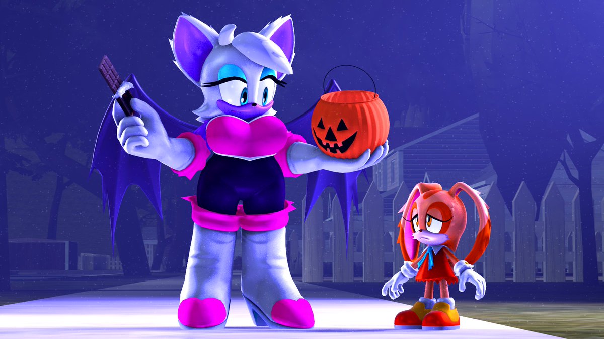 adampixelrush's tweet photo. Happy Halloween folks and happy end of #WereMonth. Don't be greedy, share your candy. 

#SonicTheHedgehog #RougeTheBat #CreamTheRabbit https://t.co/dGSFqXdGig