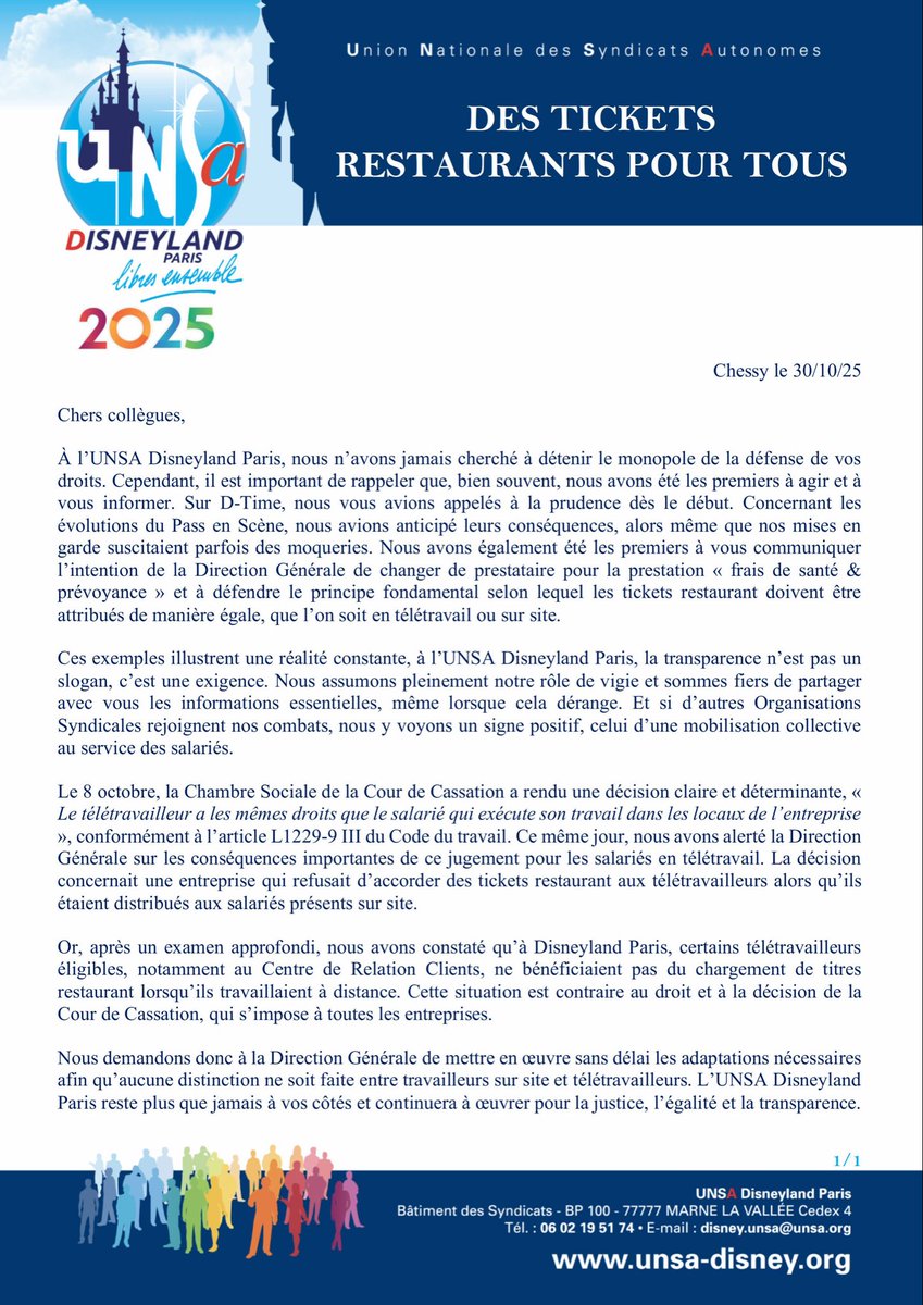 UNSA Disneyland Paris tweet media