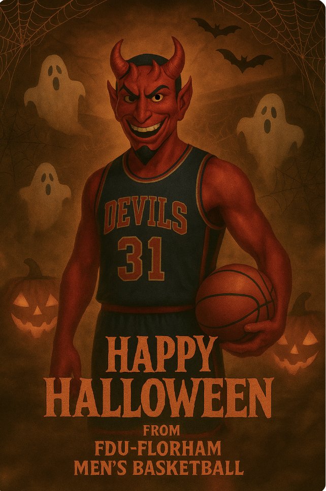 The FDU Devils are out tonight… and they’re bringing the scare game strong!

Wishing everyone a frightfully fun &amp; safe Halloween from FDU-Florham Men’s Basketball. 🏀🔥
#FearTheDevil #HappyHalloween #FDUMBB #TrickorTreat #SpookySeason