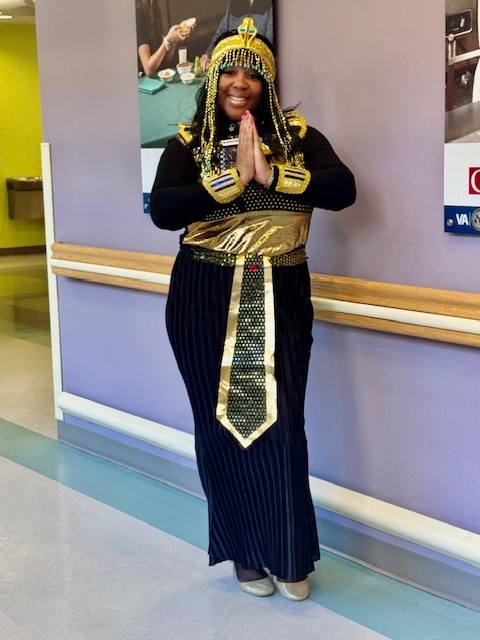 Sightings around the VA Maryland Health Care System! Egyptian Queen is at Loch Raven and  Rosie the Riveter meets up with a witch and Arthur Dent from Hitchhikers Guide to the Galaxy at the Perry Point VA MC.