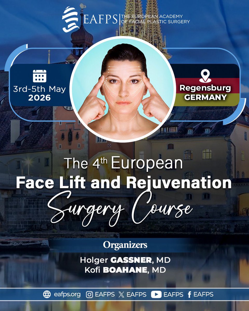 Discover the art and science of facial rejuvenation in Regensburg, Germany at the 4th European Face Lift and Rejuvenation Surgery Course. 🇩🇪