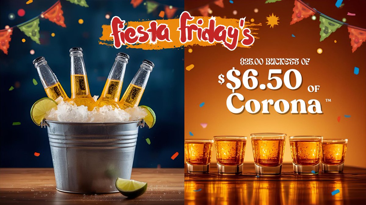 🎉 Fiesta Fridays are on at Atlas Pizza! 🌮🍕
Kick off the weekend with $25 Buckets of Corona and $6.50 Shots of Reposado.
Good vibes, great drinks, and the best pizza in town — every Friday night! 🍻🔥
#FiestaFridays #AtlasPizza #CoronaTime #TequilaNights