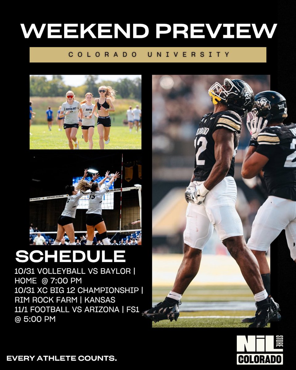 Homecoming Weekend lineup !!🦬Volleyball Halloween special tonight and Folsom tomorrow!

#skobuffs #coloradofootball #coloradovolleyball
