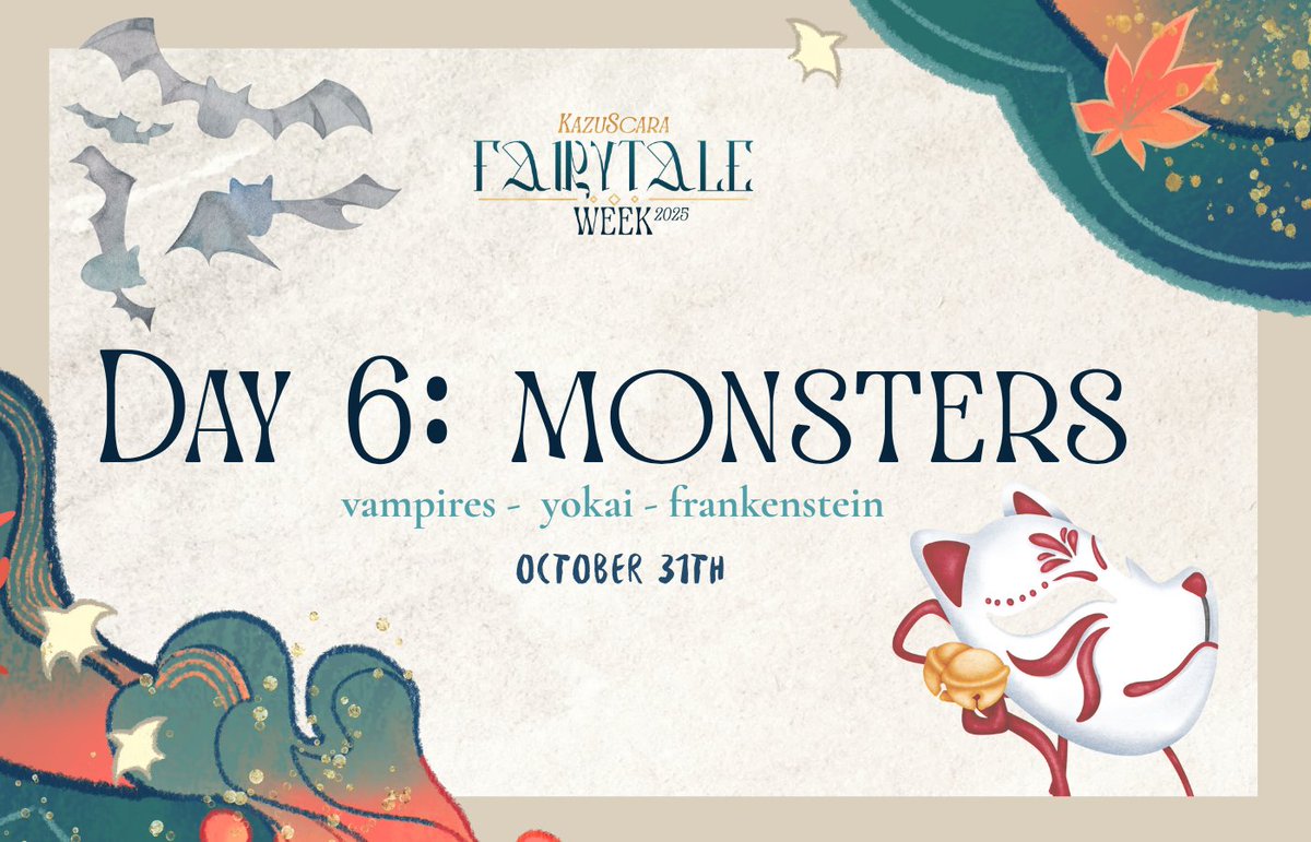 kzscrweek's tweet photo. 🦇Day 6: Monsters👹

Happy Halloween kazuscara nation!! It's Day 6 of  Fairytale Week! Are you putting our boys into any spooky... monstrous situations? ✨

#fairytalekzscr https://t.co/XtbxMK5rXW