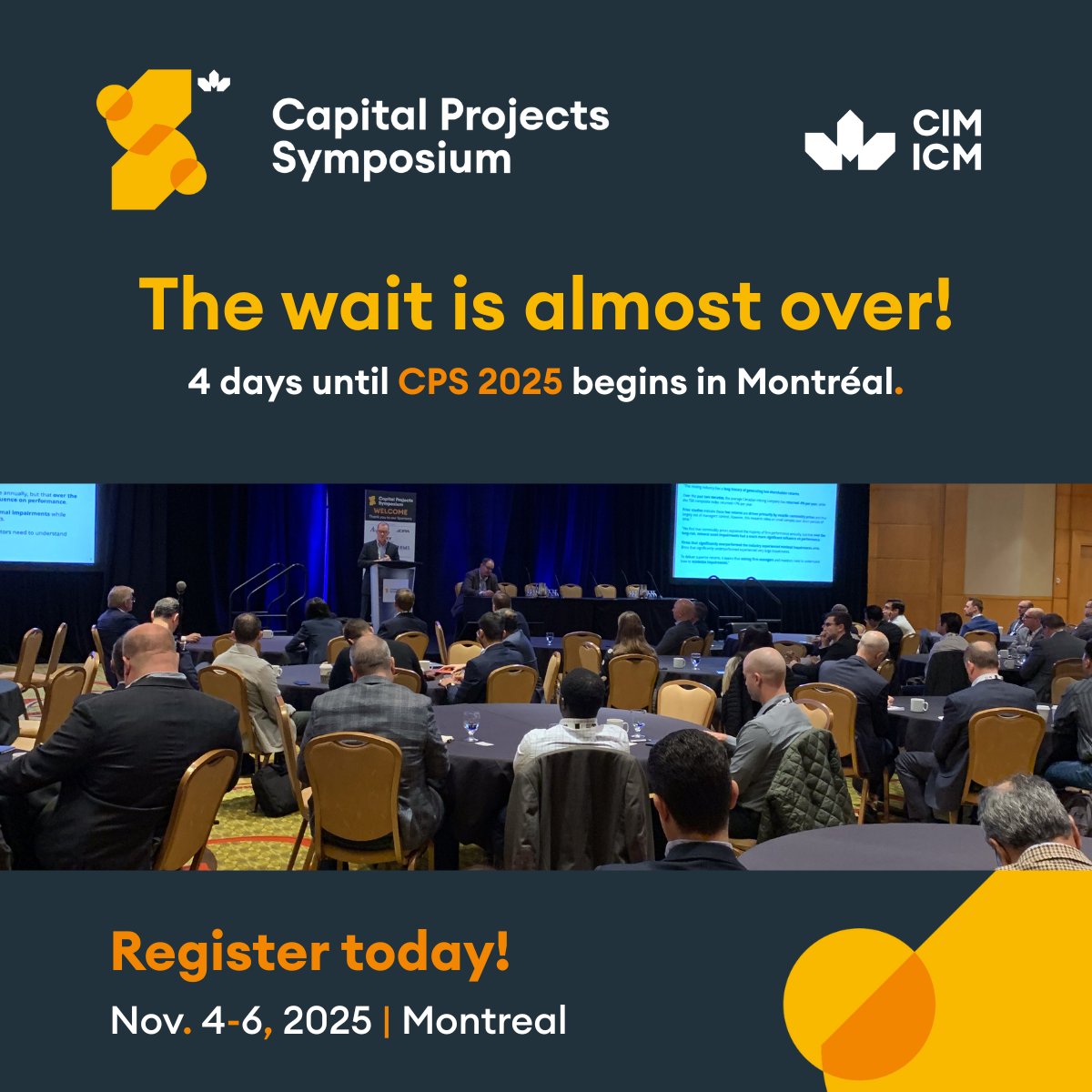 CIM_ICM's tweet image. Be there as mining’s top project leaders, innovators, and decision-makers gather in Montréal to shape the future of capital projects.
🔗 There is still time to register: capitalprojects.cim.org/registration/

#CPS2025 #Countdown #CapitalProjects #MiningLeadership #CIMEvents