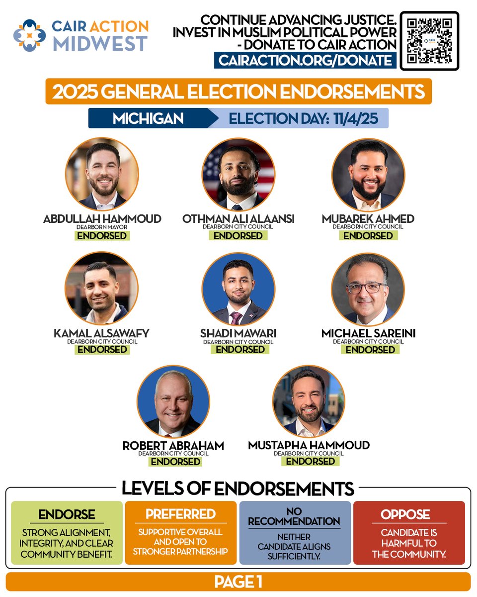 cairactionmw's tweet photo. 🗳️ Michigan! Make your voice count this November.
Check out CAIR Action’s Michigan Voter Guide to see which candidates stand for justice, equality, and human rights for all.
https://t.co/r5423pLJyU
#Vote2025 #MichiganVotes #CAIRAction #Election2025 https://t.co/yslK2WOaKJ