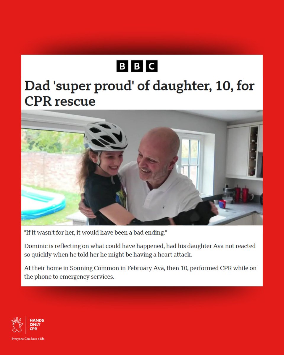 At 10 years old, Ava saved her dad’s life with CPR. ❤️ <a href="/BBC/">BBC</a> 

Her story proves how powerful quick action can be. Learn Hands-Only CPR today at hocpr.org
 — you could save someone you love. 🙌

bbc.com/news/articles/…