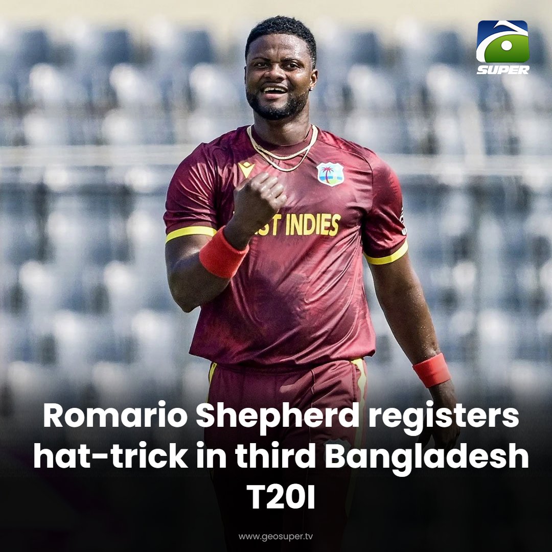 geosupertv's tweet image. Shepherd makes history! 👏🔥

Read More: geosuper.tv/latest/50204-r…

#RomarioShepherd #WindiesCricket #BANvWI