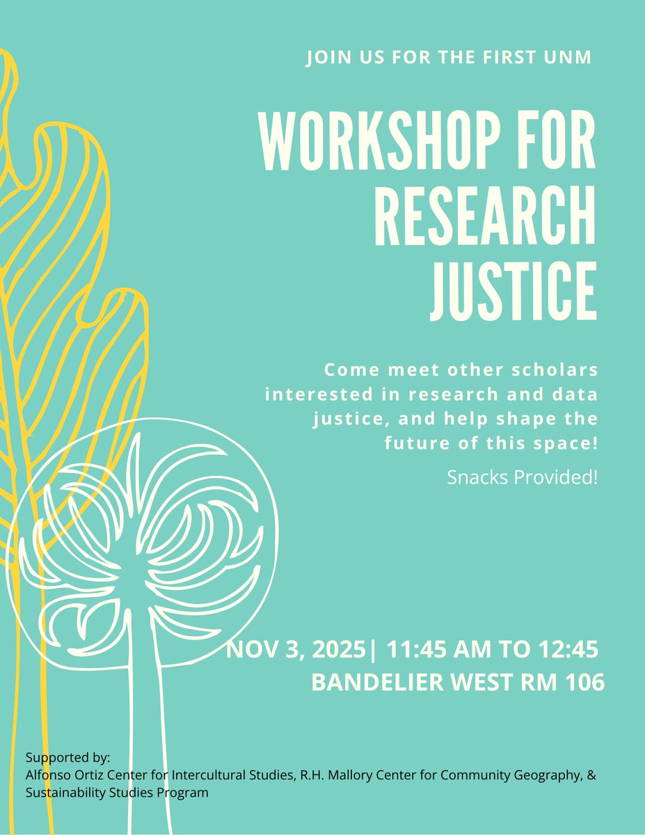 Workshop for Research Justice

Monday, November 3

11:45 am to 12:45 pm
Bandelier West-Room 106