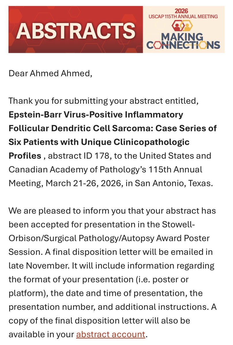 AAMDPath's tweet image. Two abstracts as a first author in Hemepath got accepted for USCAP2026 🎤🎤🎤

#USCAP2026 #Hemepath #Pathology 
#Hematopathology