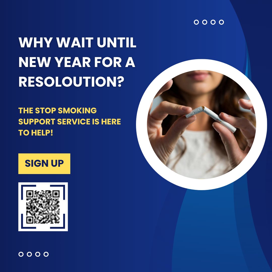 🎯 Why wait until New Year for a resolution? Start your smoke-free journey today!

GPN offers 1:1 support for Peterborough residents, in person or by phone. Nicotine aids may be available.

📄 See our leaflet for details!
💻 greaterpeterboroughgps.nhs.uk/stopsmoking
📞 01733 917432