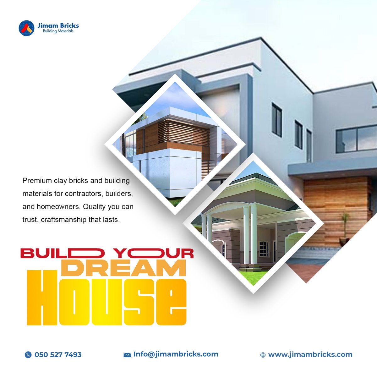 AndJimam97998's tweet photo. Need #bricks, #tiles, or a trusted #construction partner for your next project?

At Jimam Bricks &amp; Tiles, we deliver the durability, quality, and elegance your dream home deserves.

Let’s build something that lasts.

Call: 0505277493
 Visit: https://t.co/DUcHyAq2BY

#JimamBricks https://t.co/Ttn9cKJEjn
