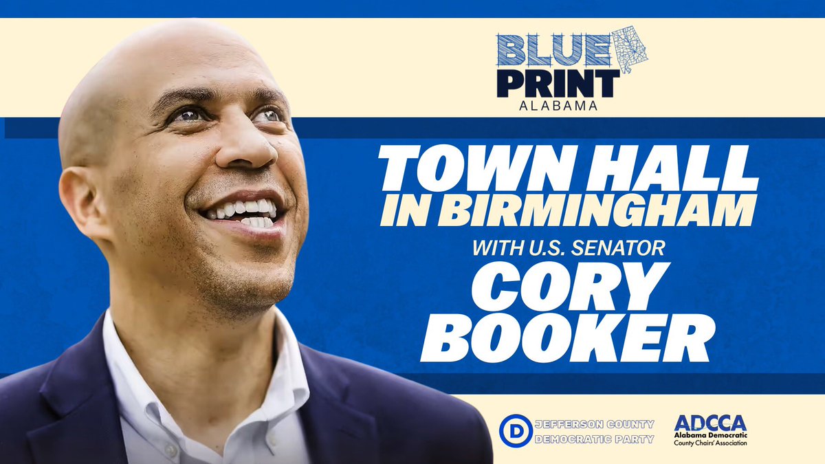 Blueprintal's tweet photo. Birmingham, are you ready? 👀
Senator Cory Booker is coming to town! Expect good energy, honest talk &amp; hope for Alabama’s future! 

Nov 8 | Doors 1 PM | Event 1:30 PM RSVP for details: https://t.co/LAP0xNZtGA https://t.co/Sw41uHXG6N
