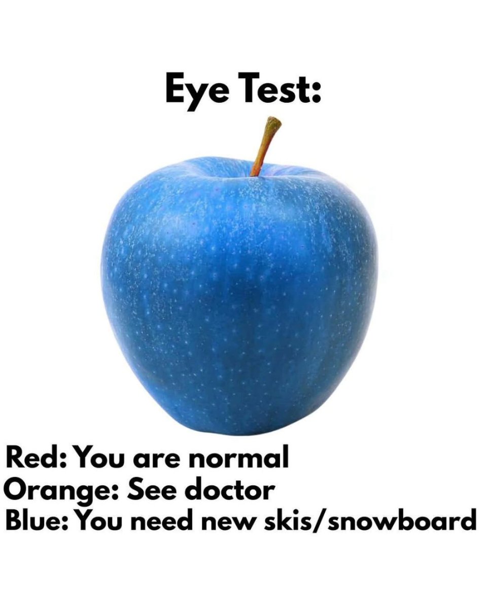 🍎  What color do you see? If you see blue... Buckman's has the ski or board for you! Shop now at Buckmans.com or one of our seven area locations!

#WinterFun #Buckmans #Ski #Snowboard