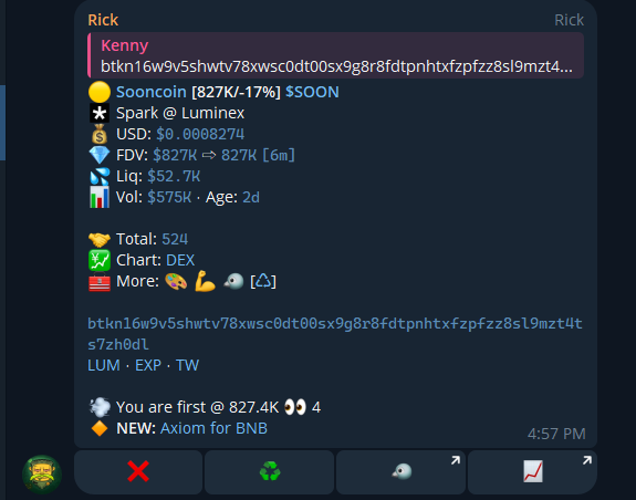 rickbot now supports <a href="/spark/">Spark</a> , wen <a href="/dexscreener/">DEX Screener</a> ?
SOON