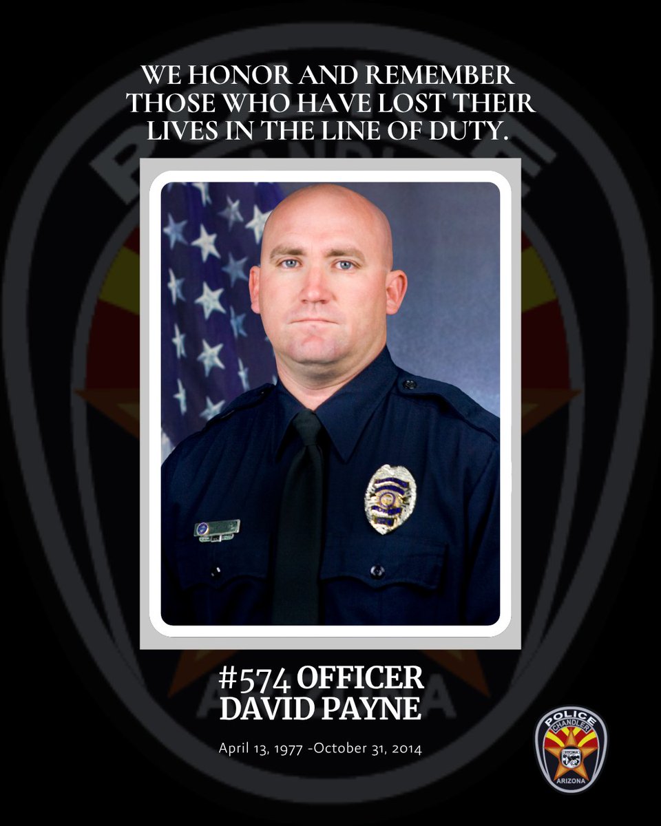 ChandlerPolice's tweet image. Chandler Police Officer David Payne. End of Watch: October 31, 2014.
Officer Payne was killed in the line of duty after a drunk driver struck him while he was working a special Halloween detail.  He is survived by his three children. #NeverForgotten