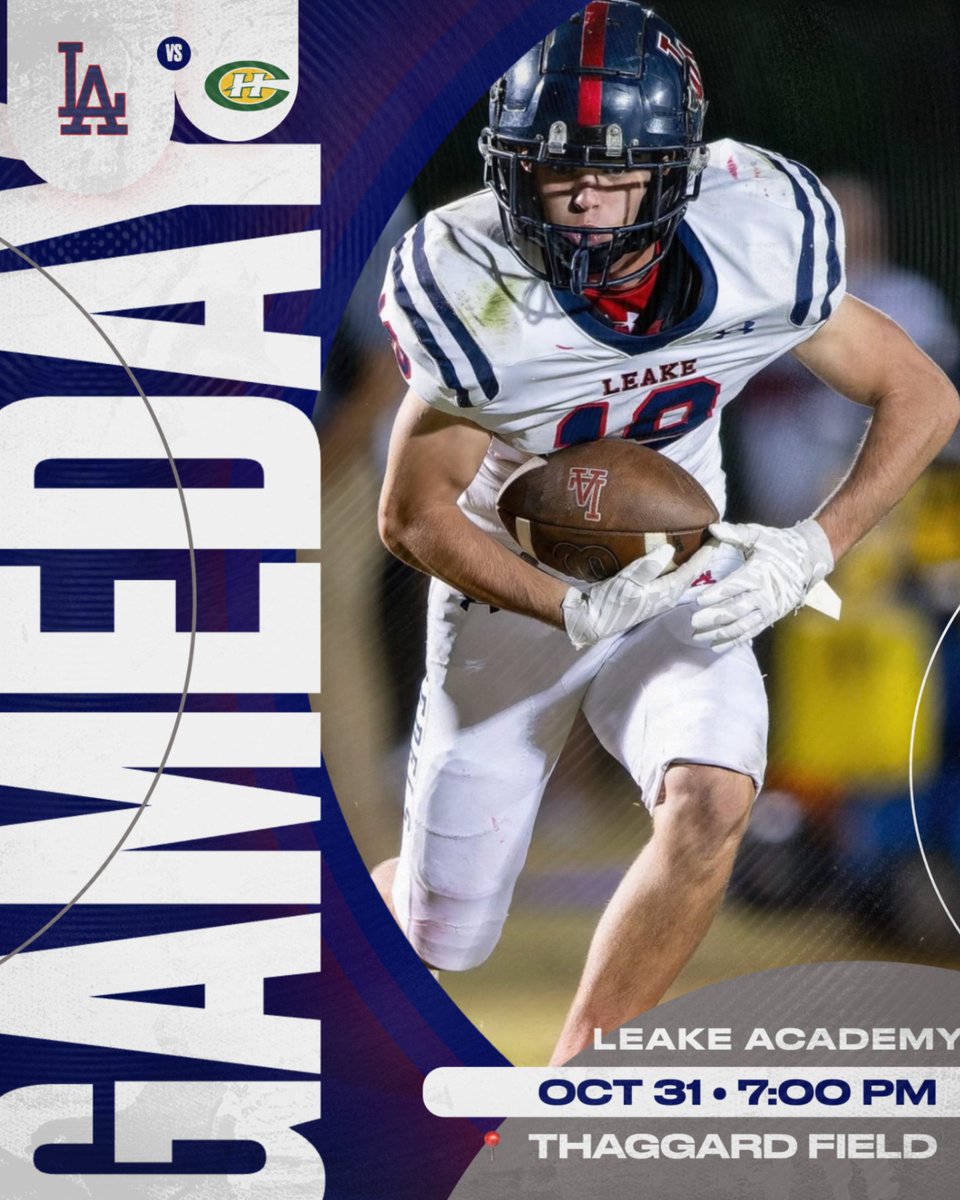 🔥🏈 IT’S GAMEDAY‼️🔥 🏈
Leake takes on Central Hinds tonight at Thaggard Field 💥 LET’S GOOOO!! 🔴⚪️🔵🏈 #LAFootball #LLAB

🆚 Central Hinds 
📍  Thaggard Field
⌚️ 7:00
📺 Boswell Media Sports - YouTube